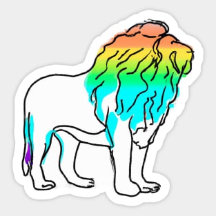 Cute Color Gradient Lion Shape Outline Drawing Sticker